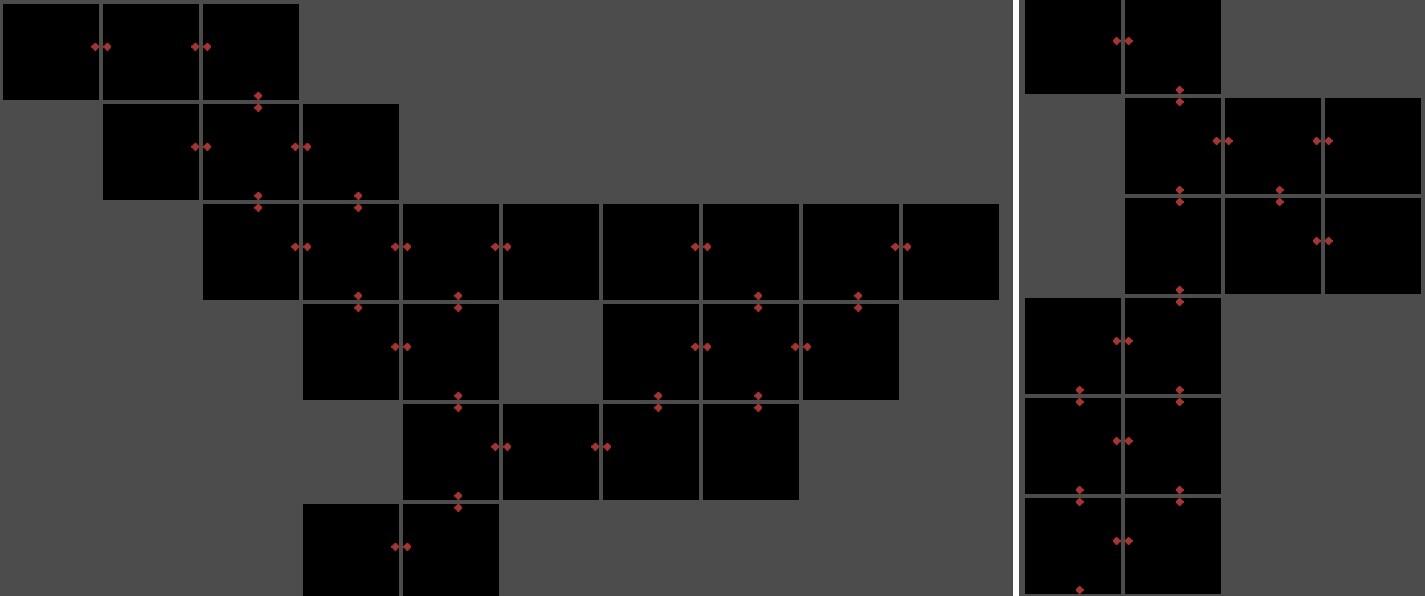 breadth-first vs. depth-first dungeon examples.